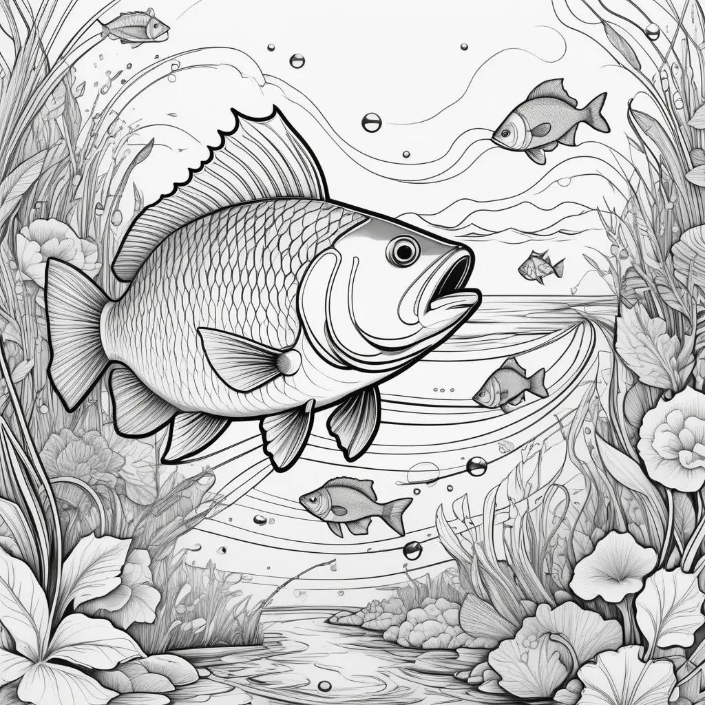 Colorful fish in the ocean on a coloring page