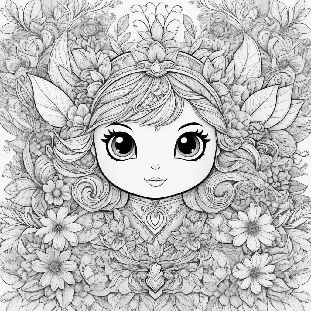 Colorful floral design featuring a cute girl with a crown