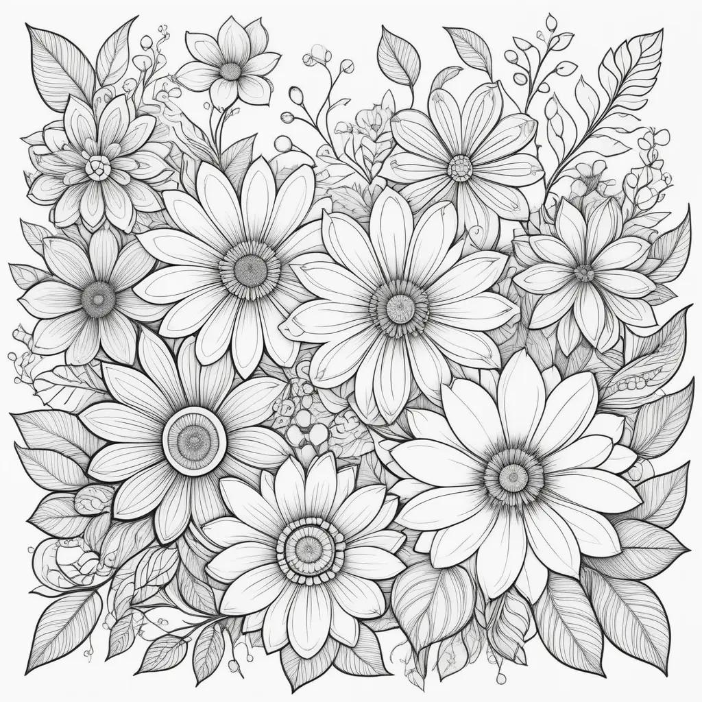 Colorful floral design for coloring pages