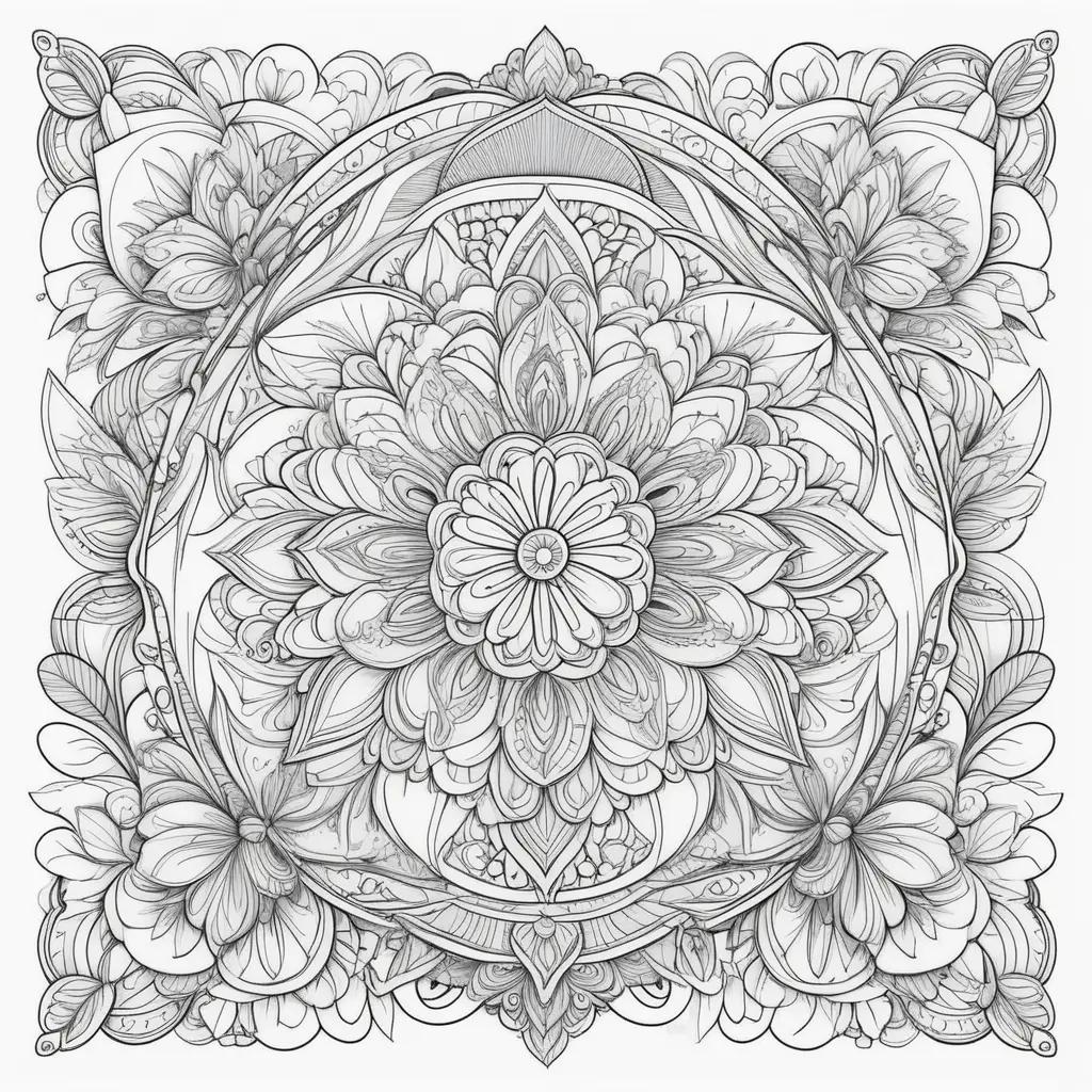 Colorful floral design for pre-k coloring pages