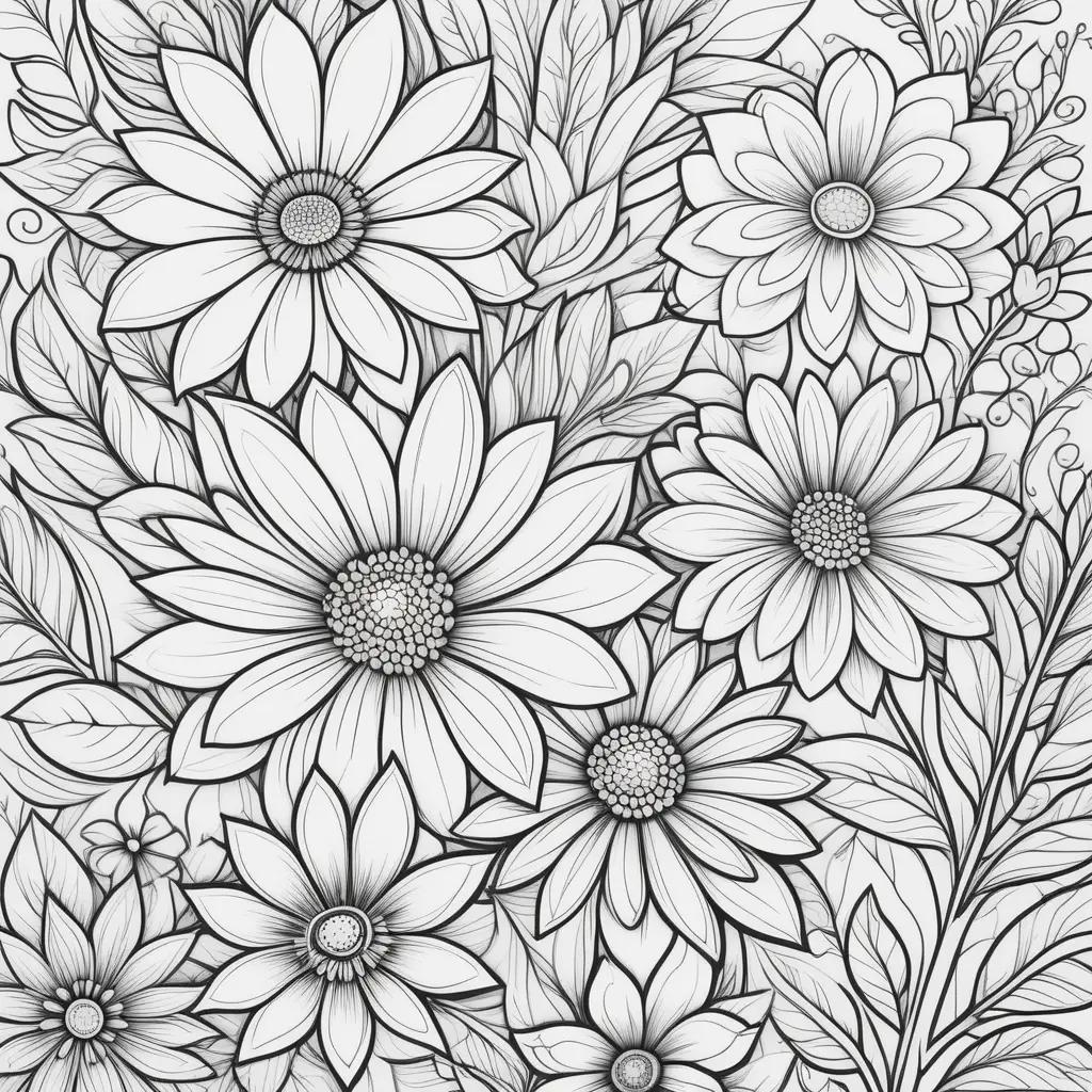 Colorful floral design in black and white