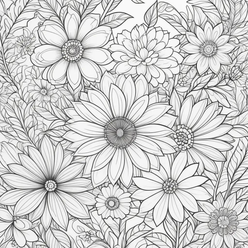 Colorful floral designs for coloring pages