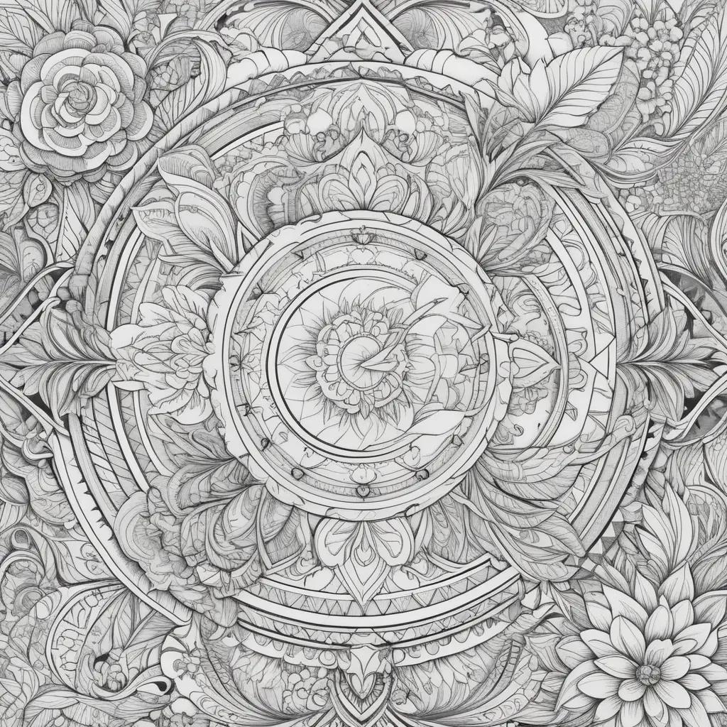 Colorful floral designs in black and white