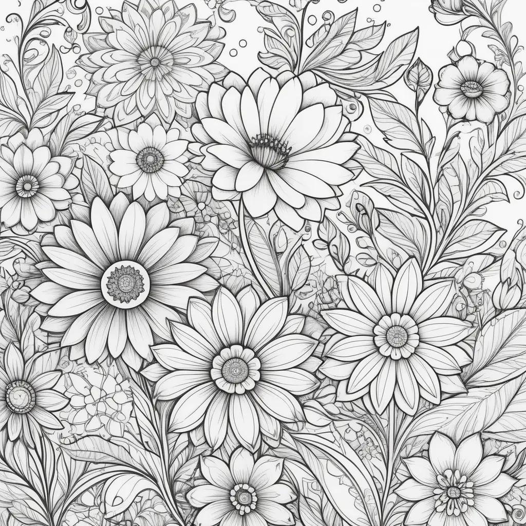 Colorful floral designs on a white background