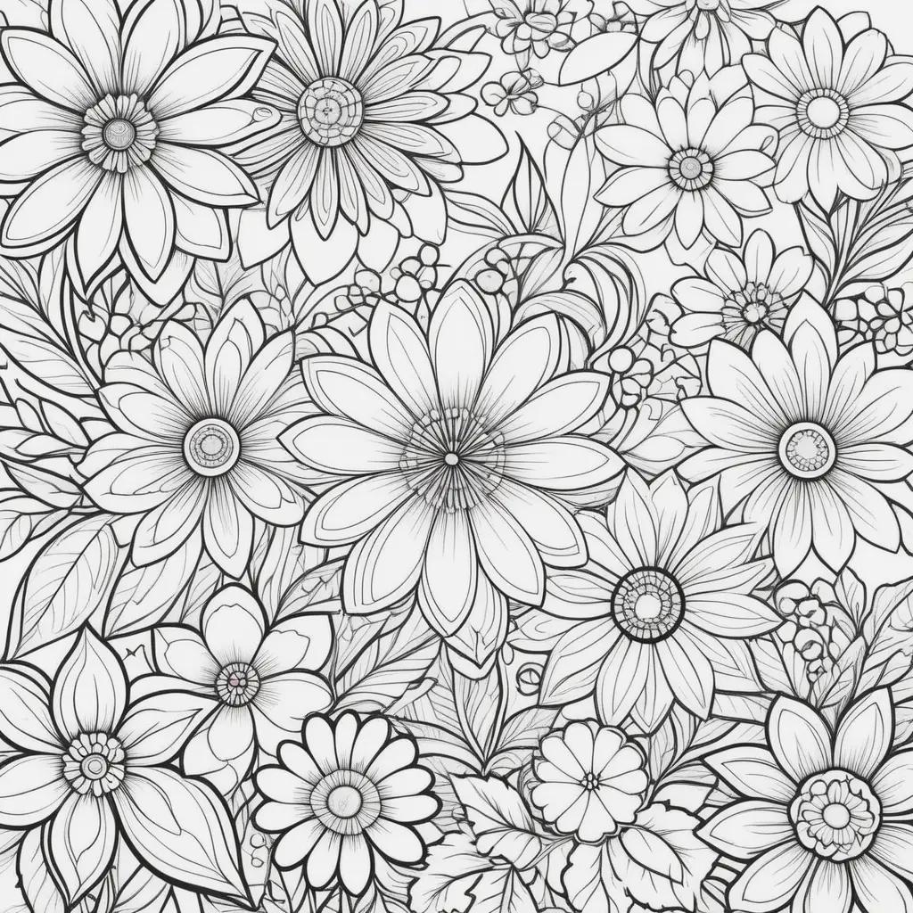 Colorful floral floral coloring pages flowers