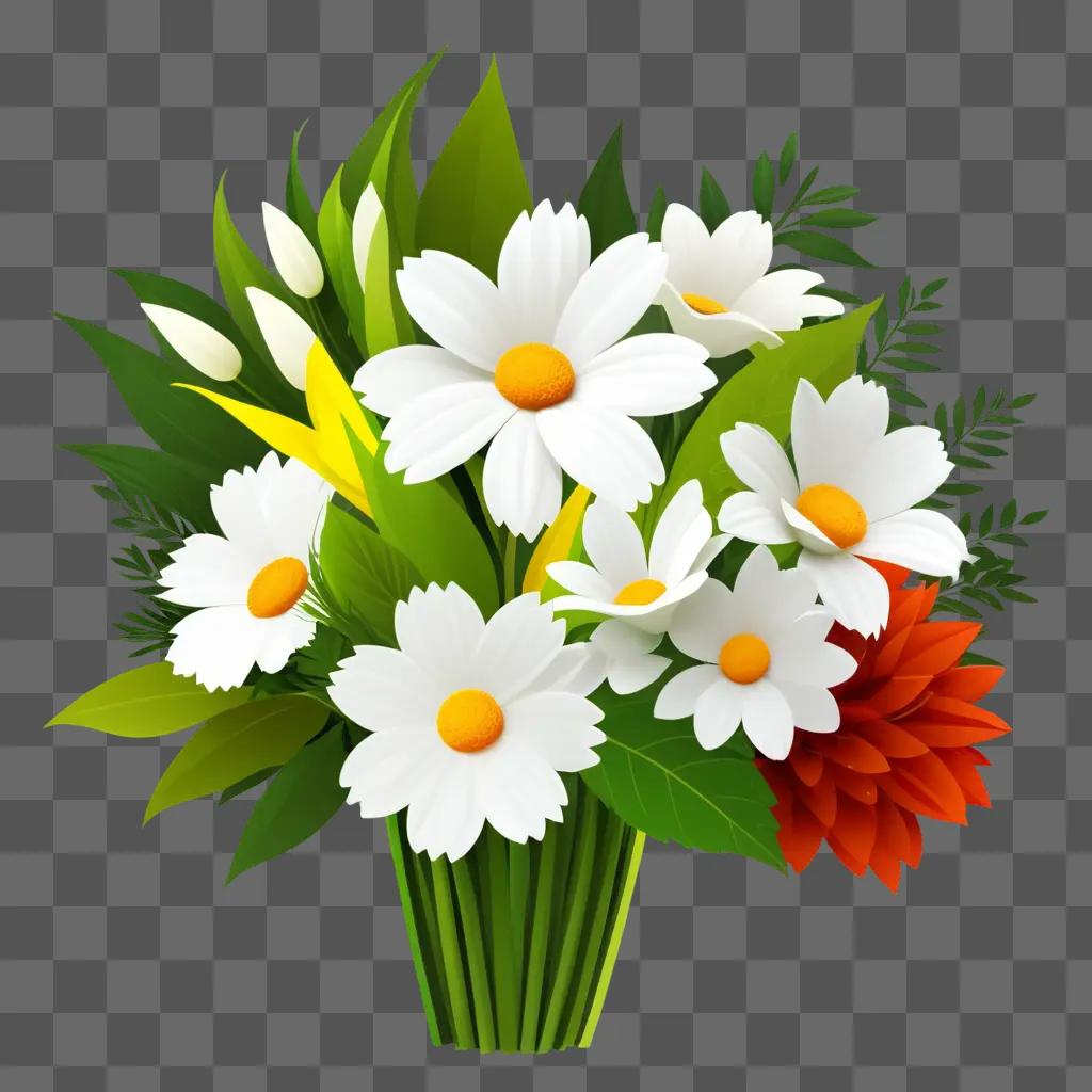 Colorful flower bouquet in a green background