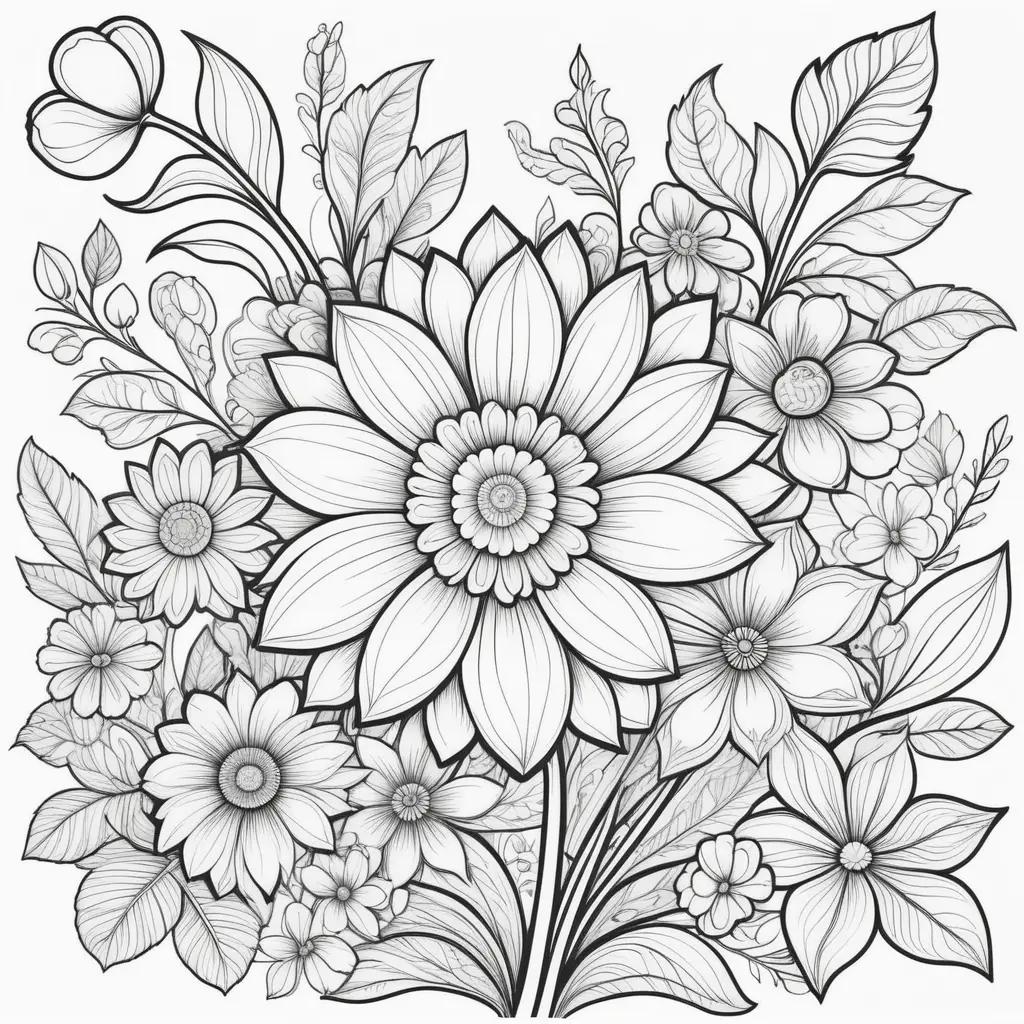 Colorful flower coloring pages for adults to print