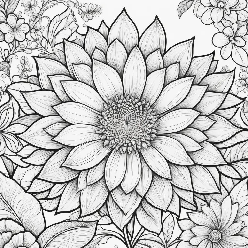 Colorful flower coloring pages for kids