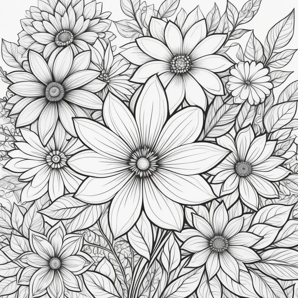 Colorful flower coloring pages free printables