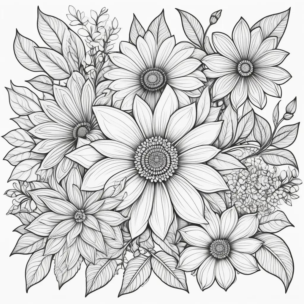 Colorful flower coloring pages to print