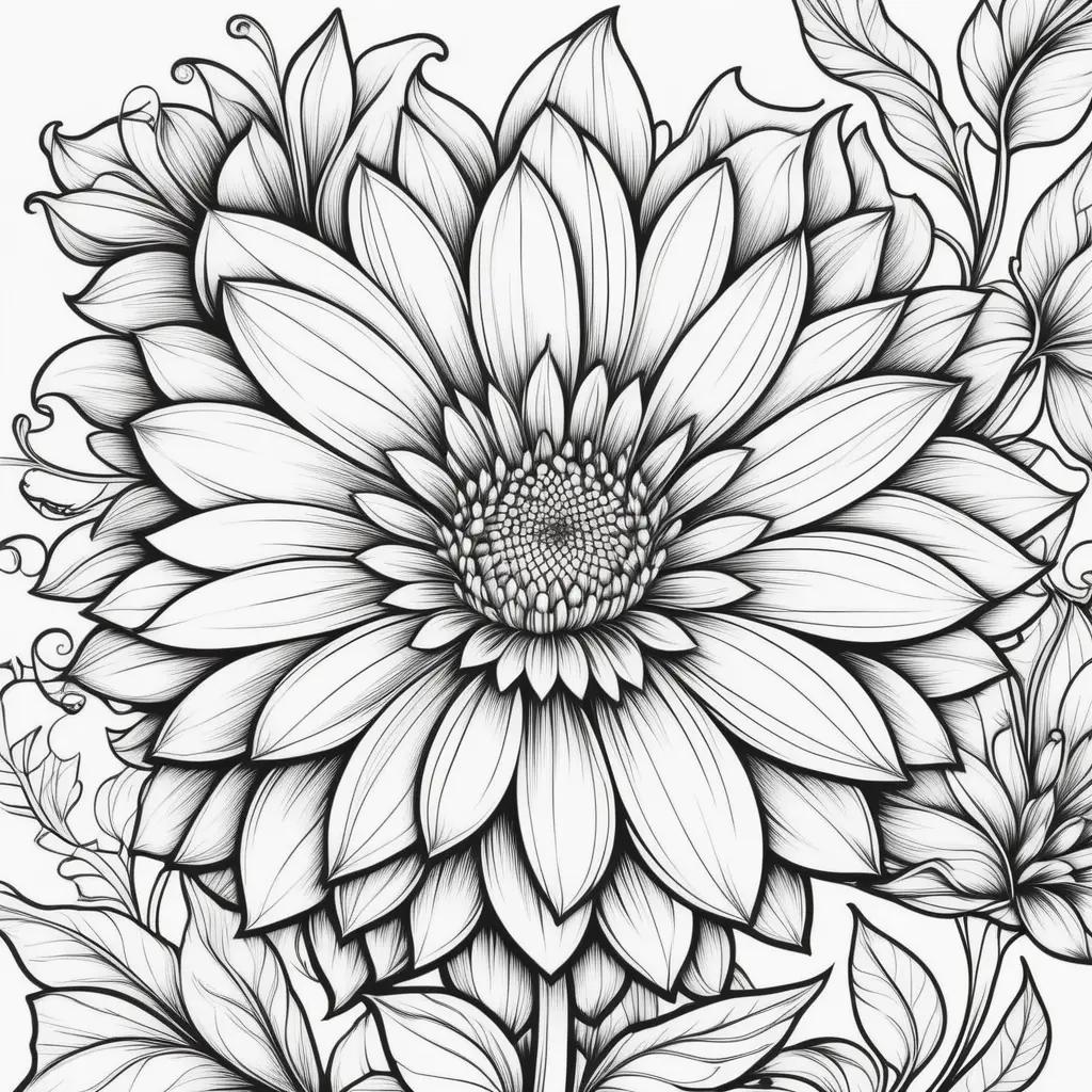 Colorful flower design in black and white