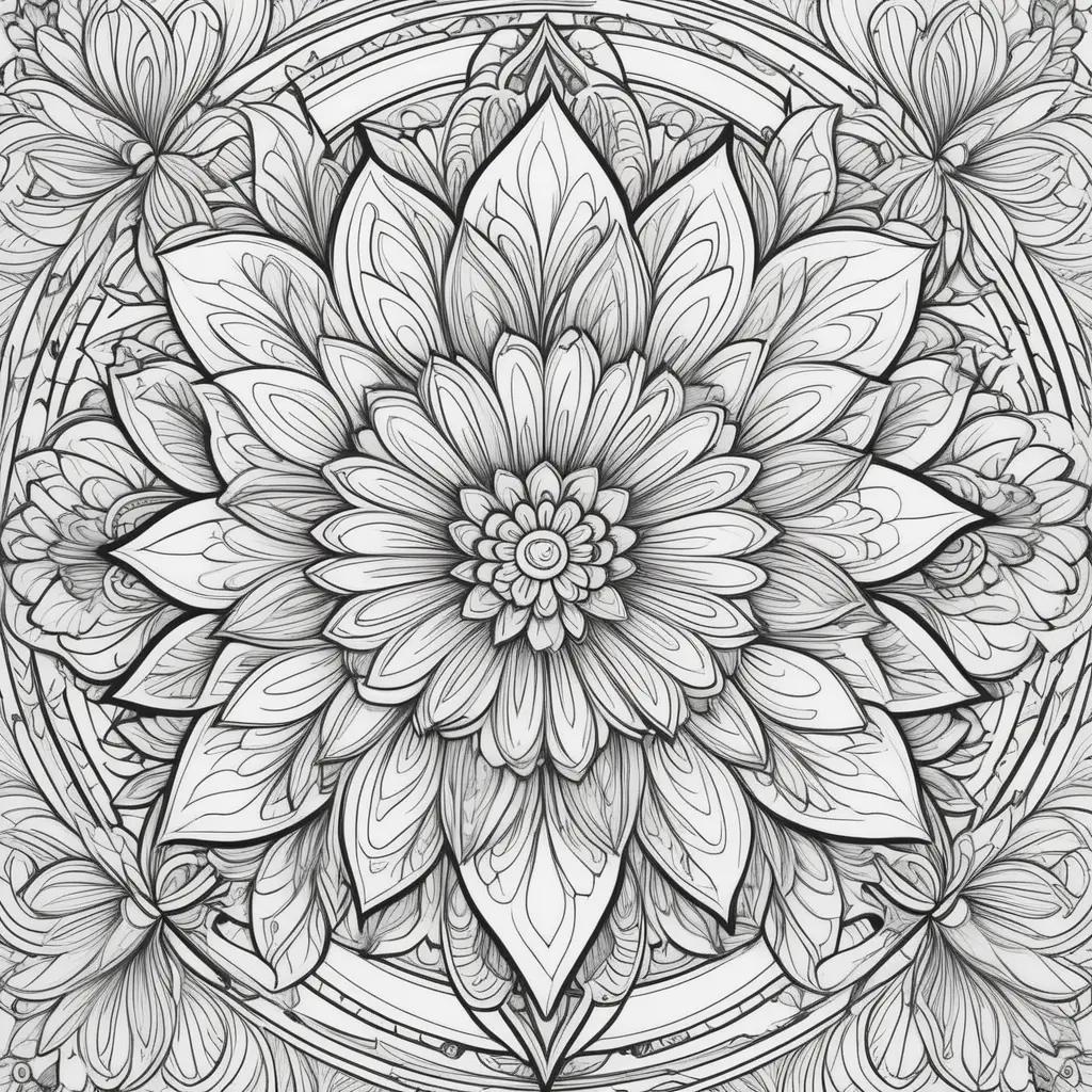 Colorful flower design on a free coloring pages for teens