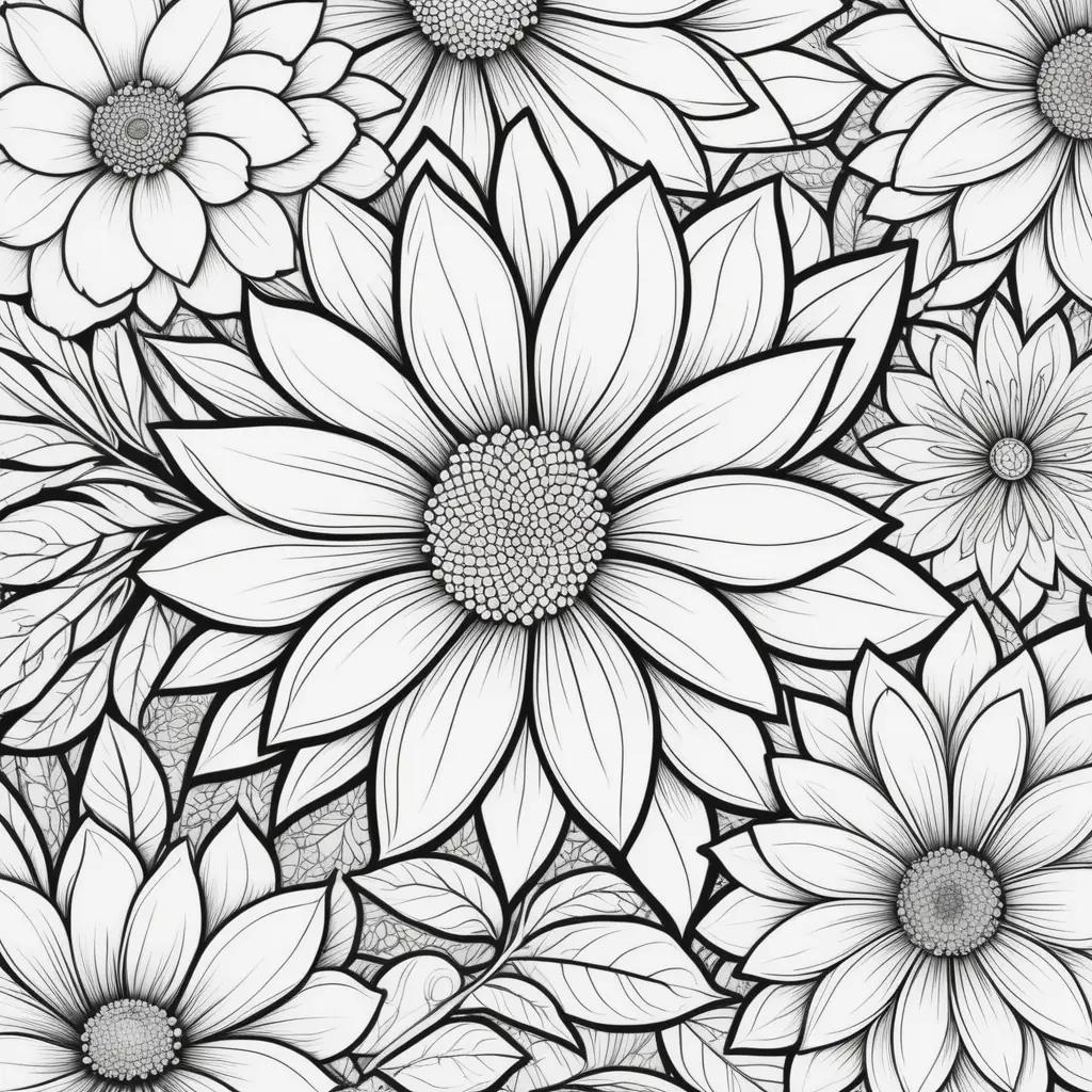 Colorful flower designs on free printable coloring pages