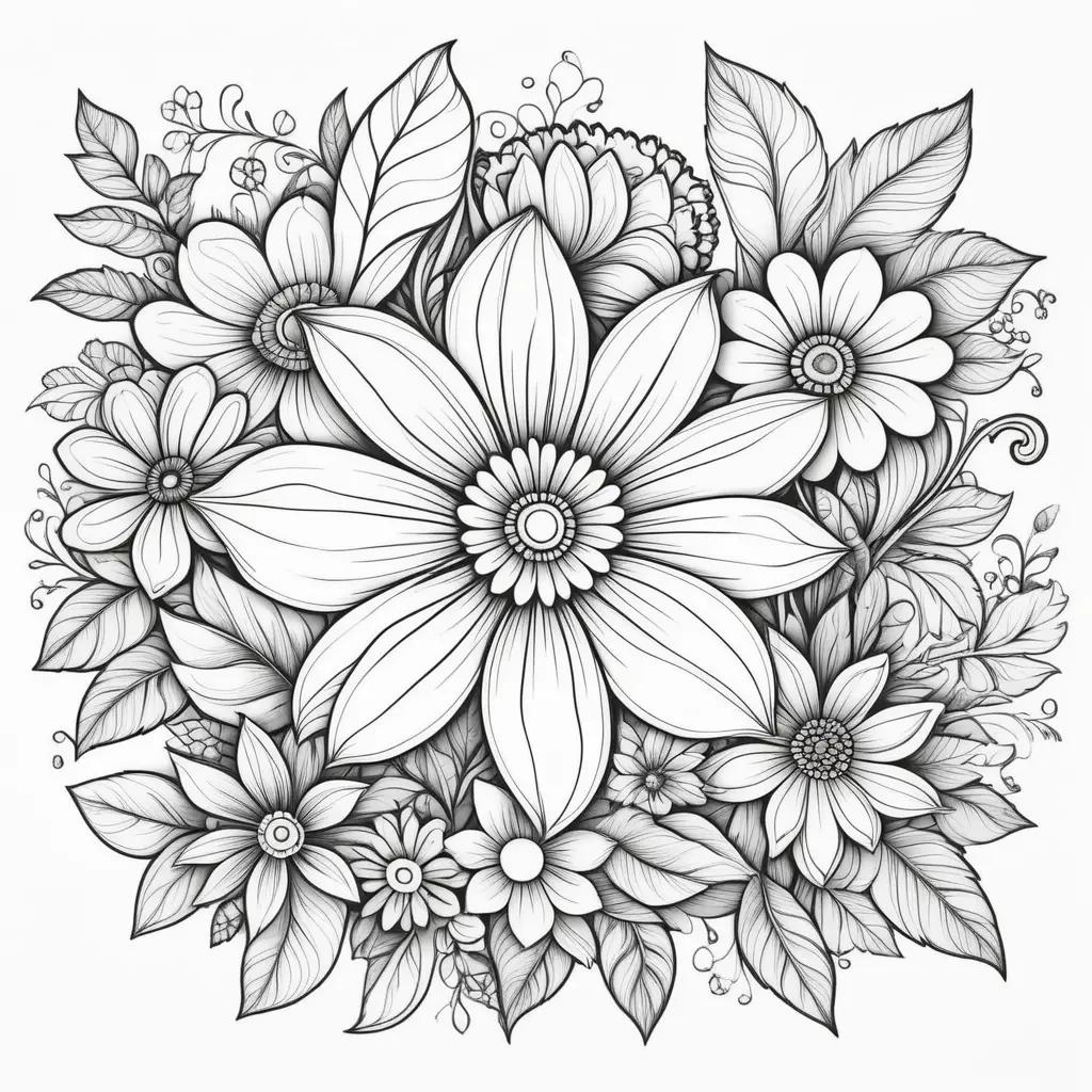 Colorful flower drawing on a white background