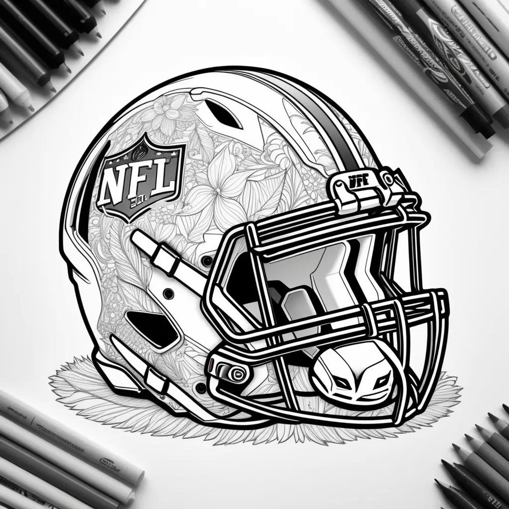 Colorful football helmet coloring page with NFL logo