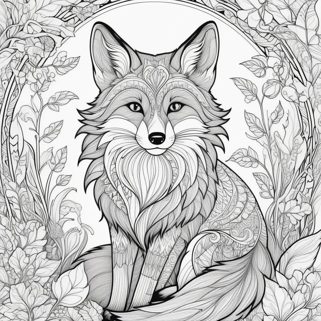 Colorful fox coloring pages with detailed designs