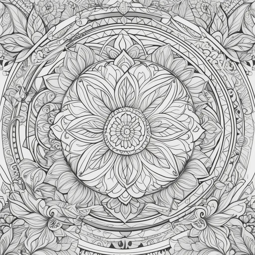 Colorful free adult coloring pages with flower designs