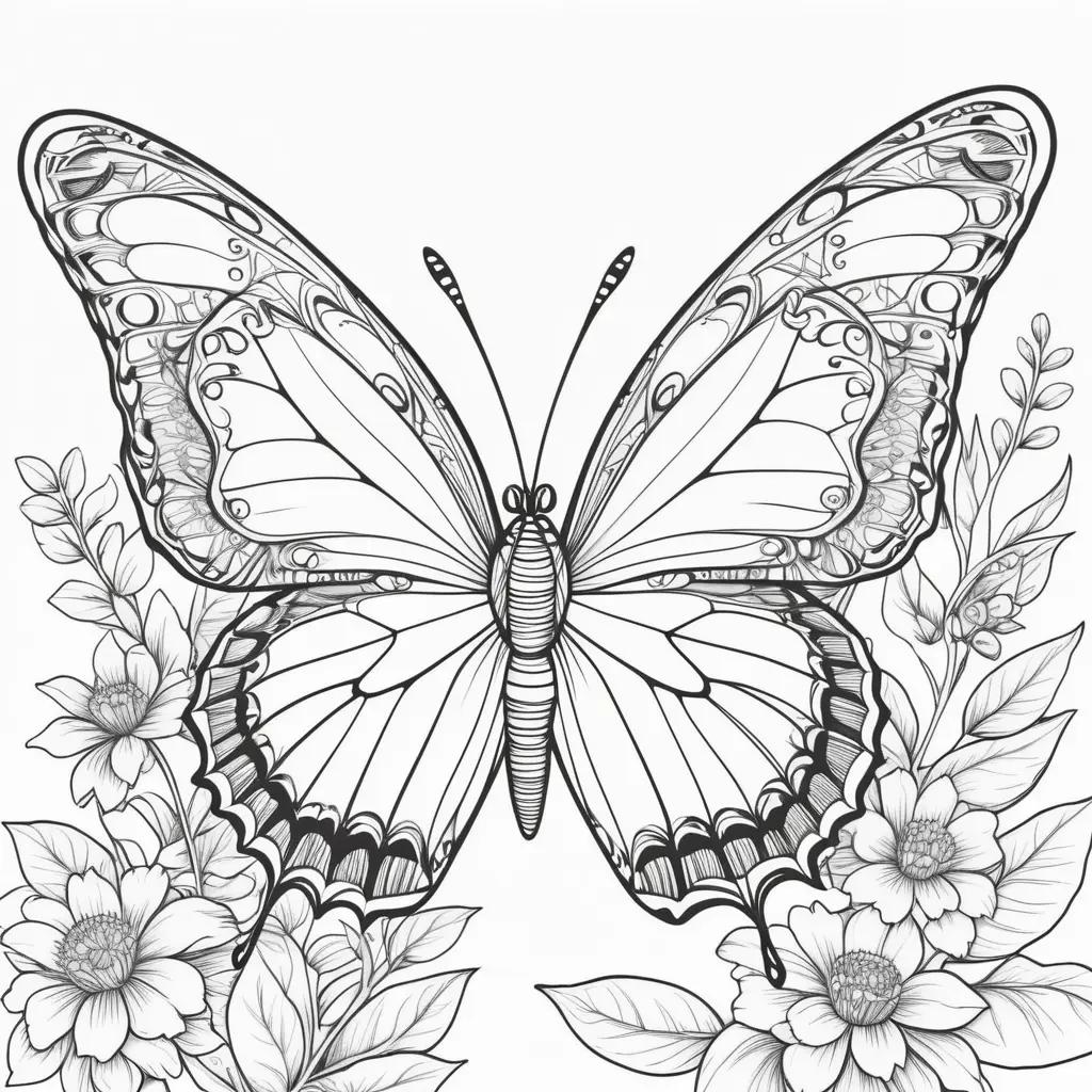 Colorful free printable butterfly coloring pages with black and white design