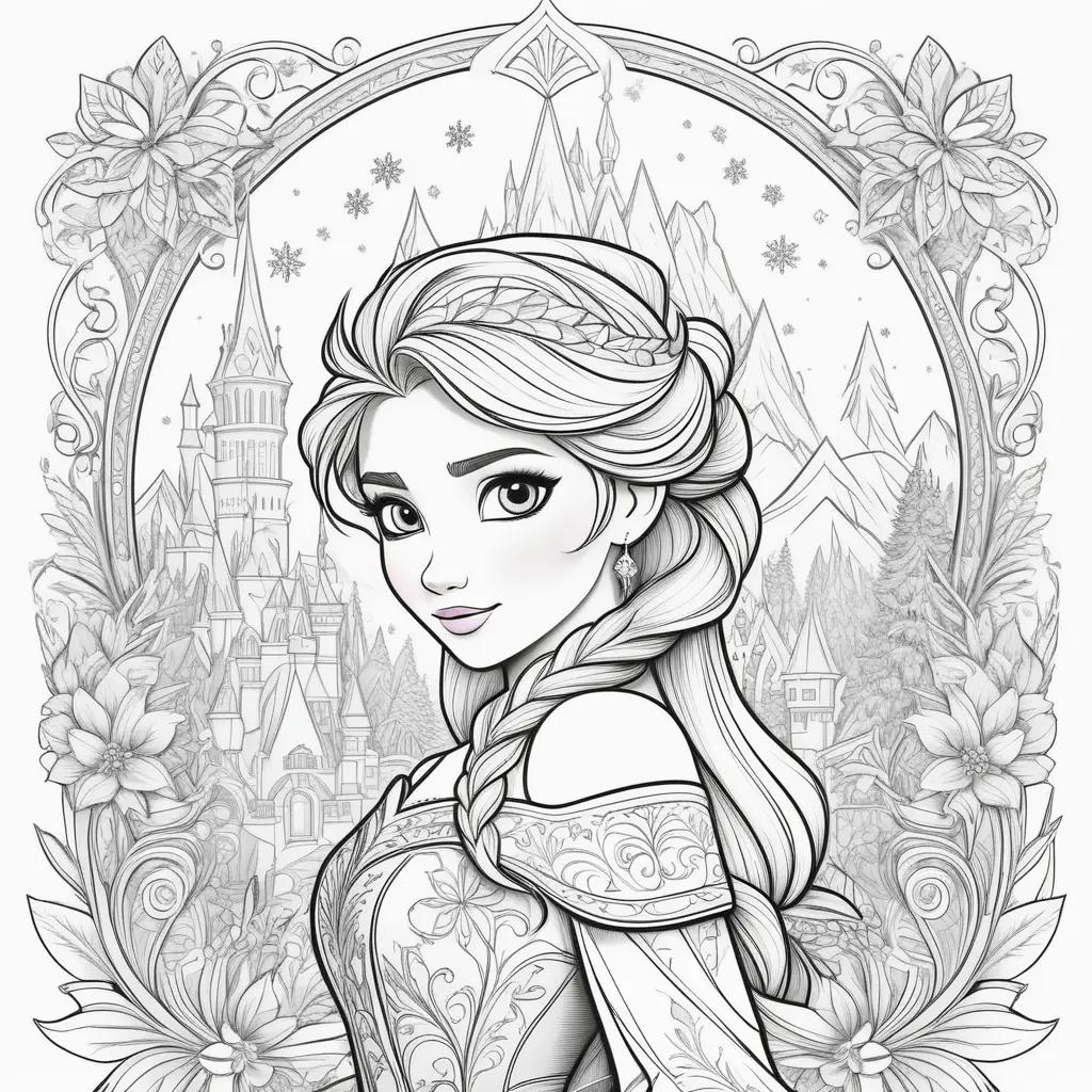 Colorful frozen princess frozen coloring pages