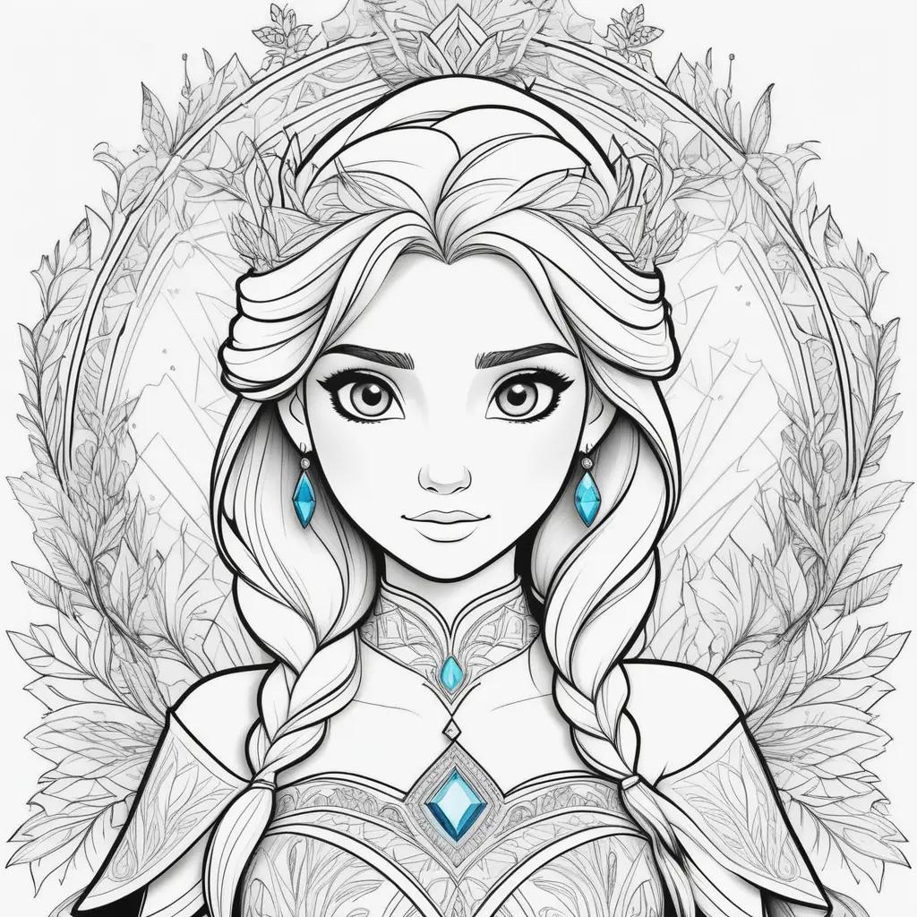 Colorful frozen princess with blue earrings and necklace