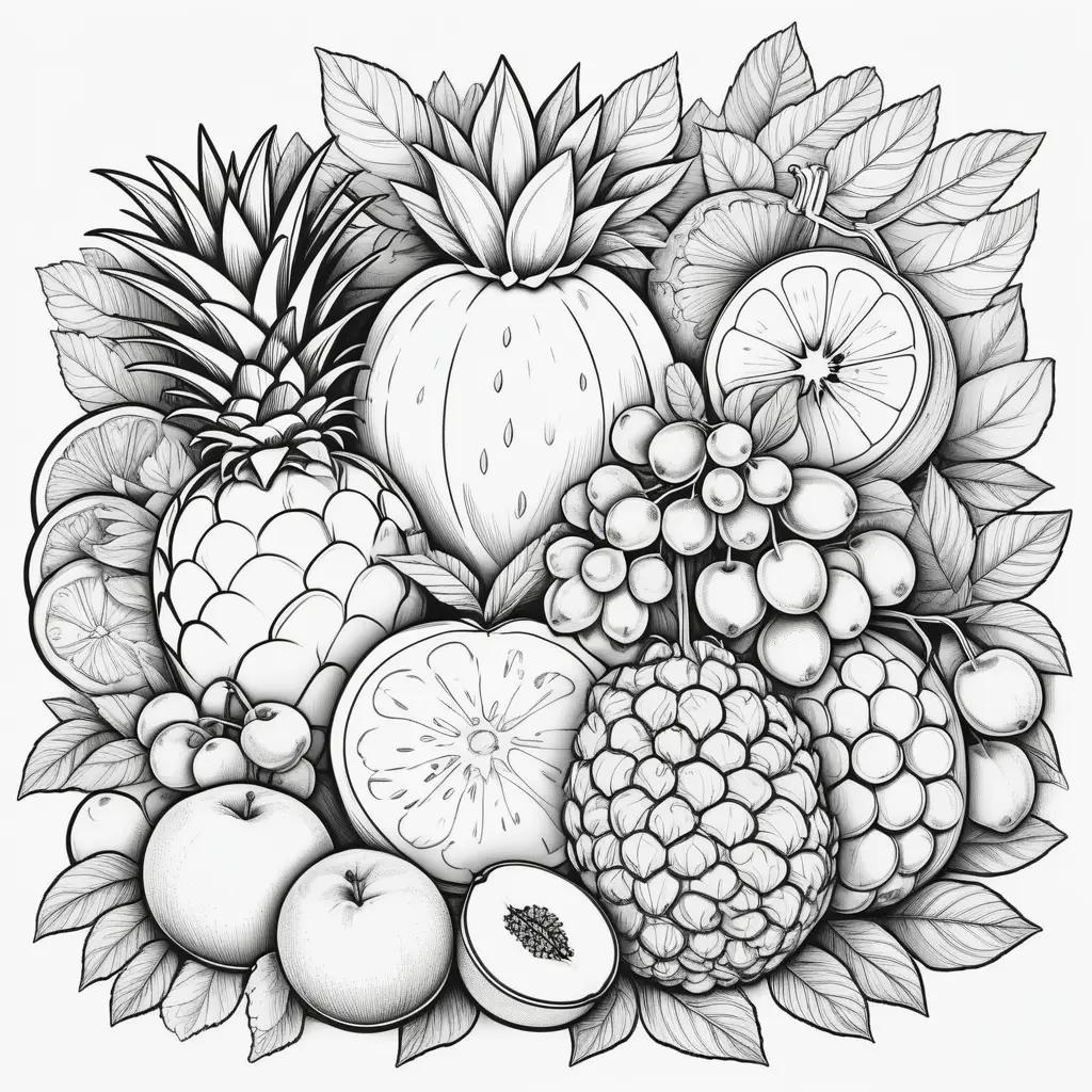 Colorful fruit coloring pages for kids