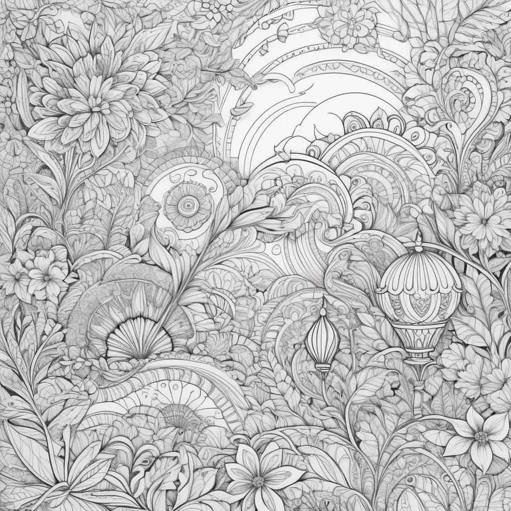 Colorful fun coloring pages for adults