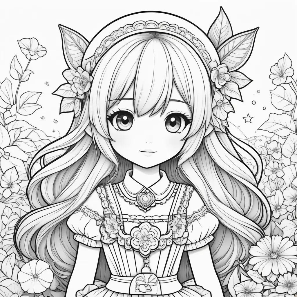 Colorful gacha life coloring pages with cute anime girl