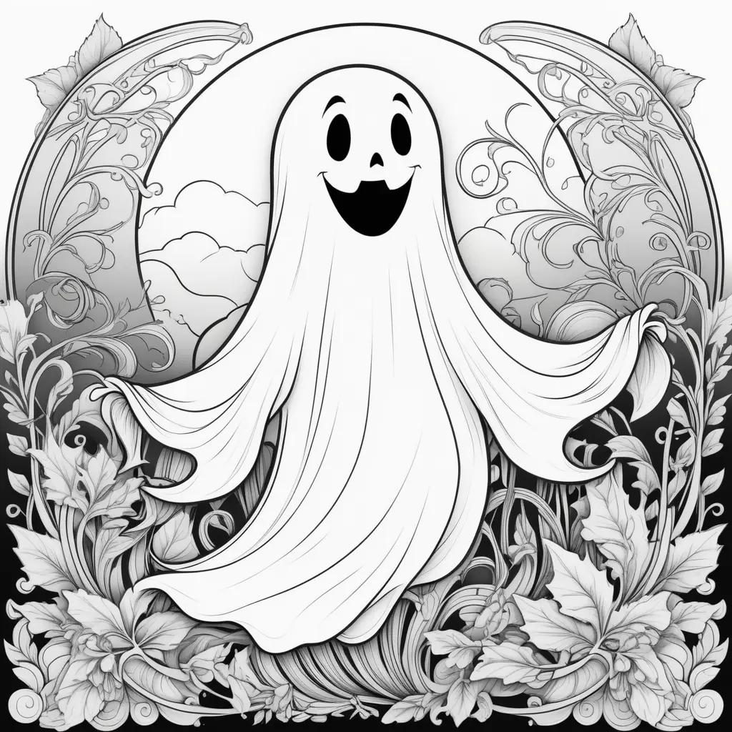 Colorful ghost coloring pages for kids