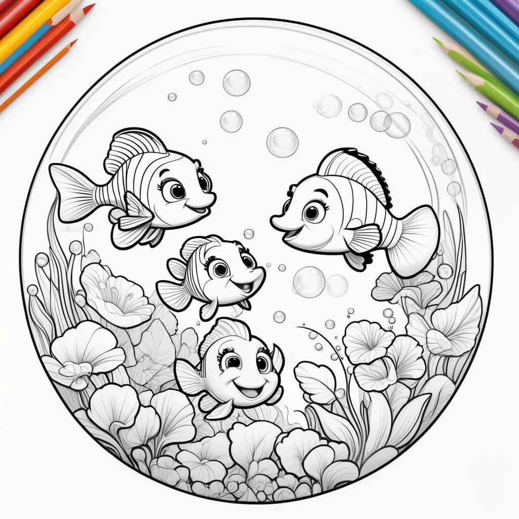 Colorful guppies swim in bubble guppies coloring pages