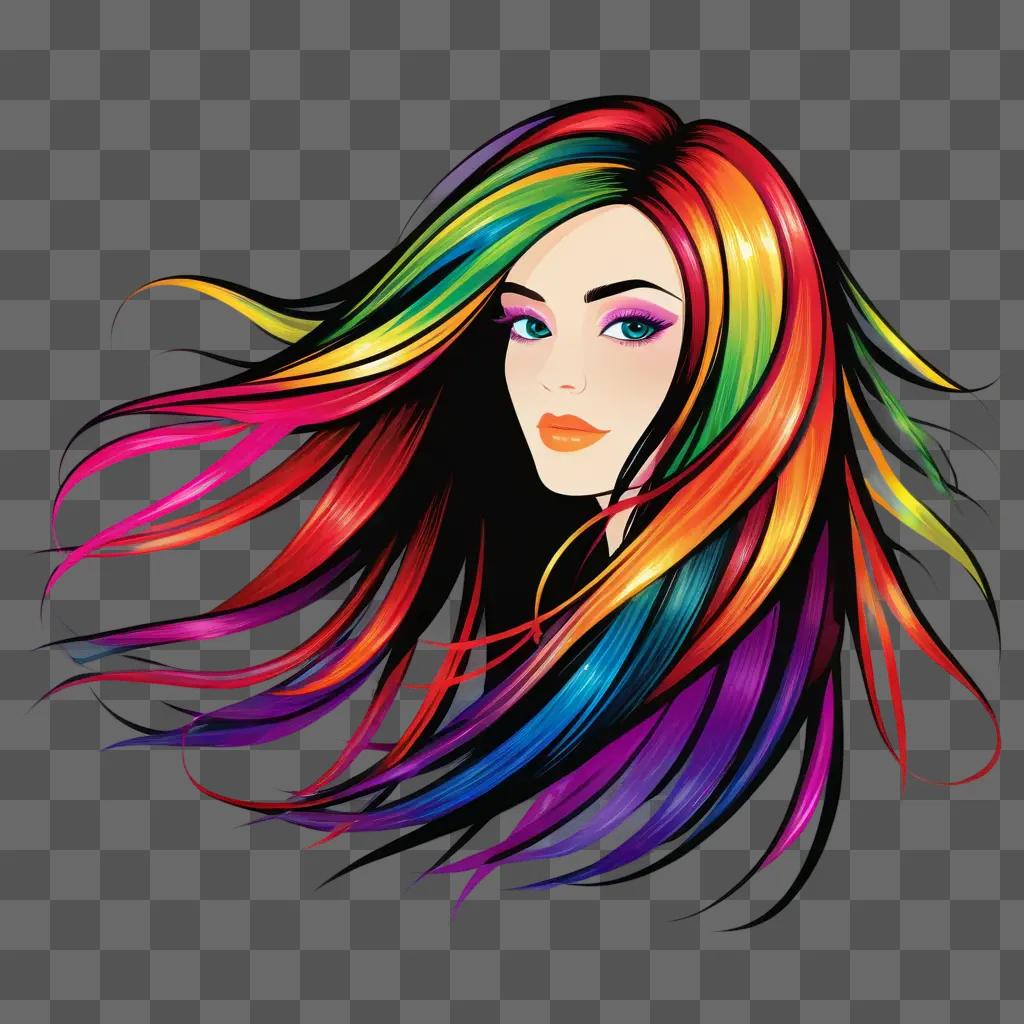 Colorful hair clipart of a woman with long hair