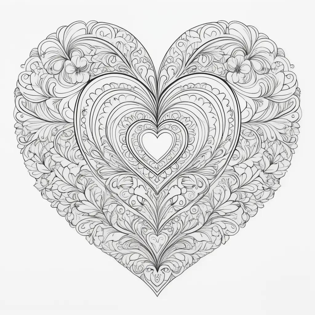 Colorful heart coloring pages to print and color