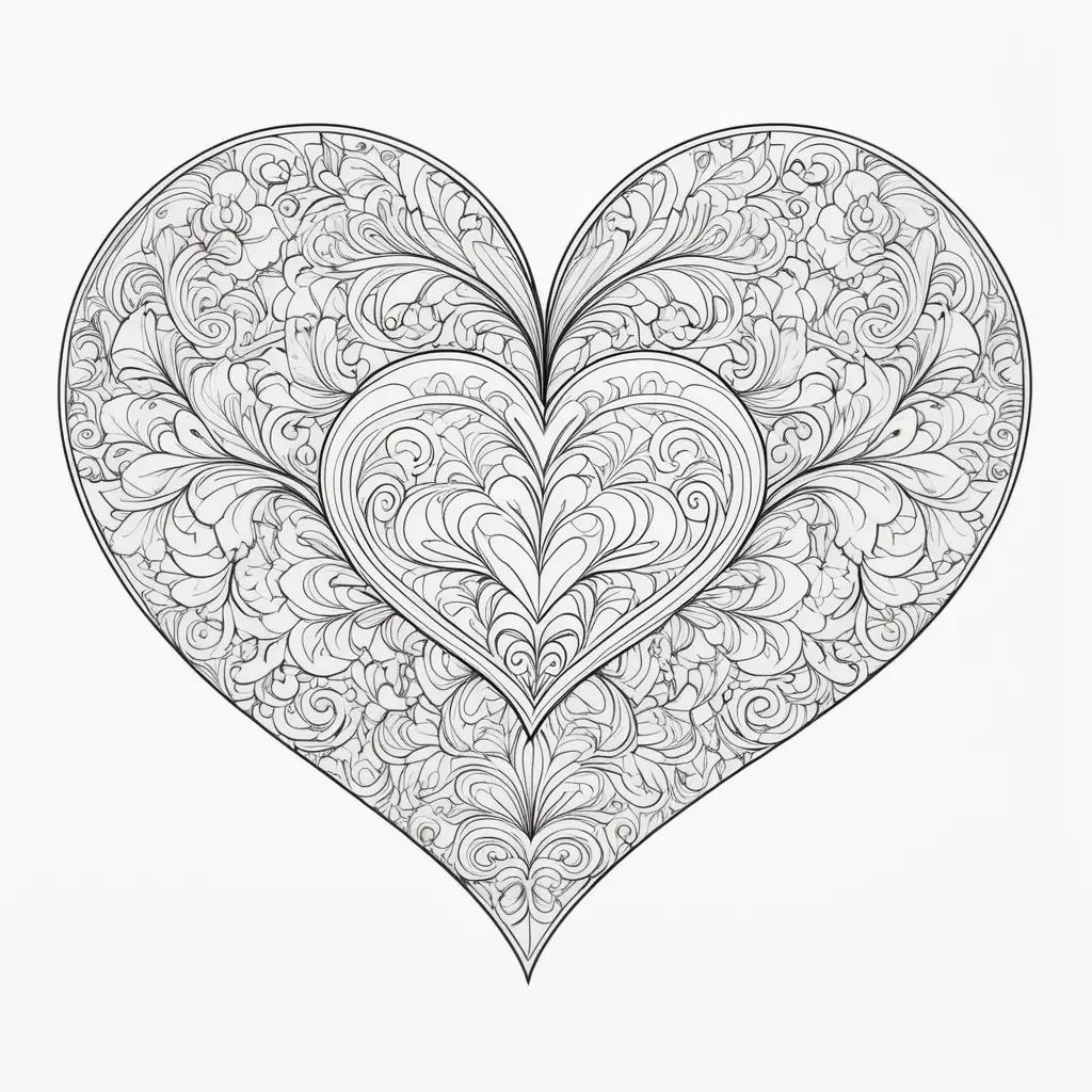 Colorful heart with intricate designs, printable coloring pages