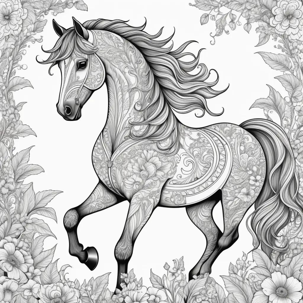 Colorful horse on a floral background