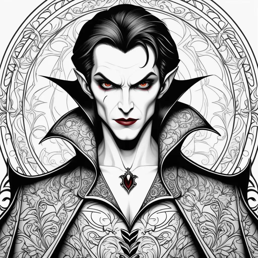 Colorful illustration of a vampire with a necklace