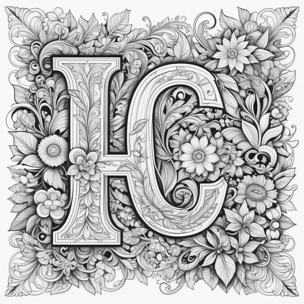 Colorful letter C in an ornate design