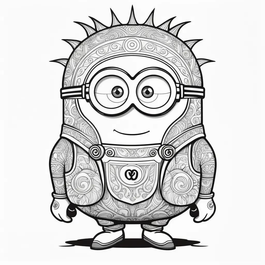 Colorful minion coloring pages for kids