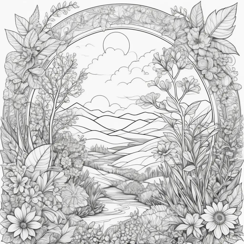 Colorful nature art design for adults free printable coloring pages