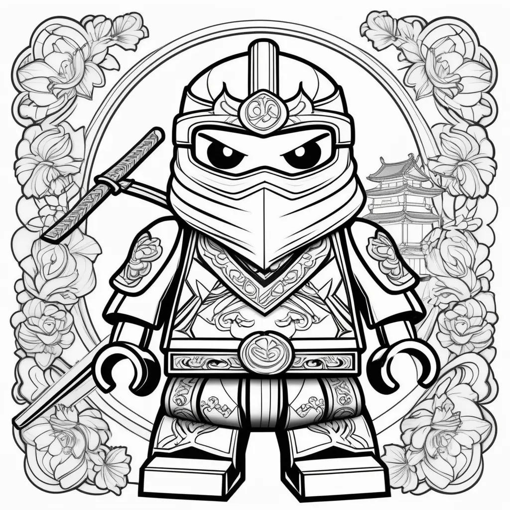 Colorful ninja warrior coloring pages with white background