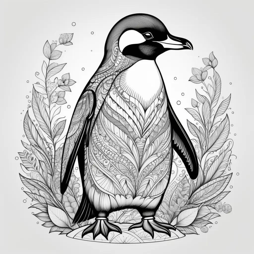 Colorful penguin coloring pages to print and color