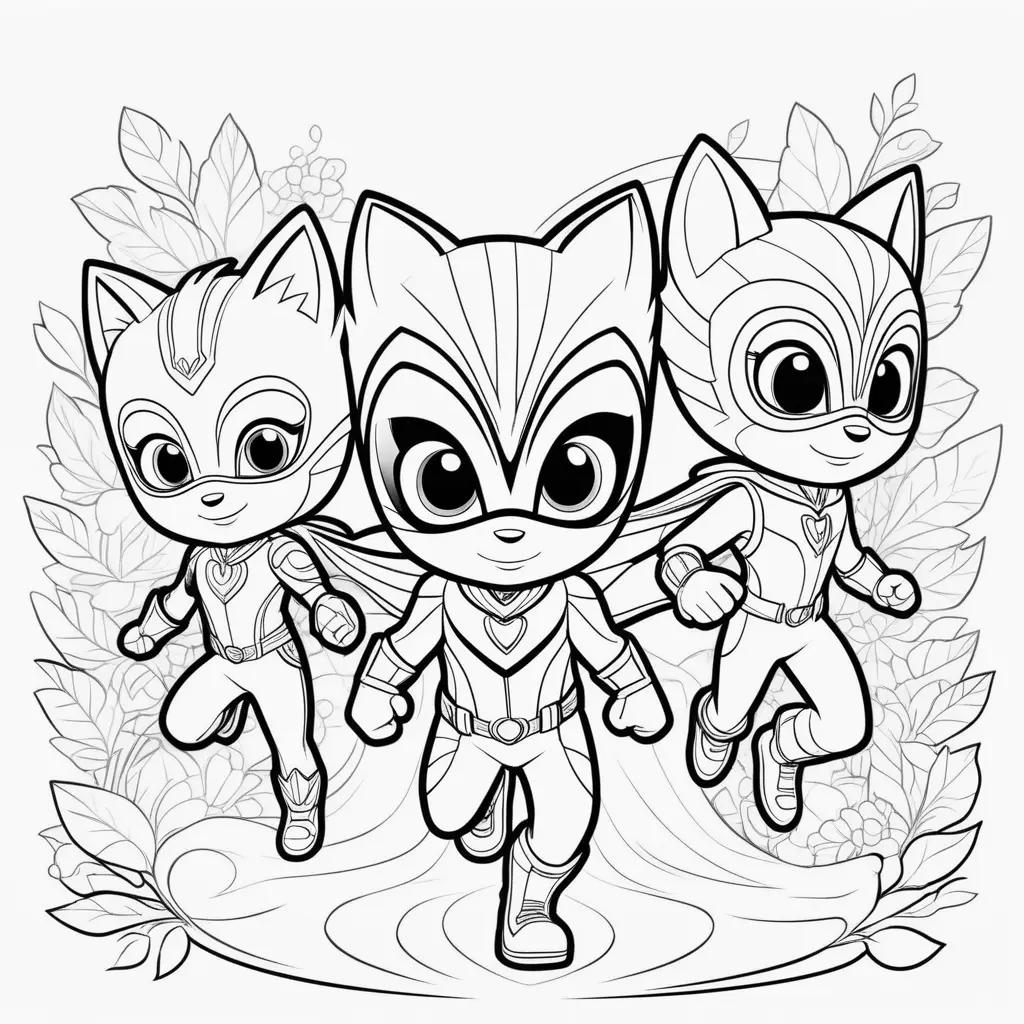 Colorful pj masks coloring pages for kids