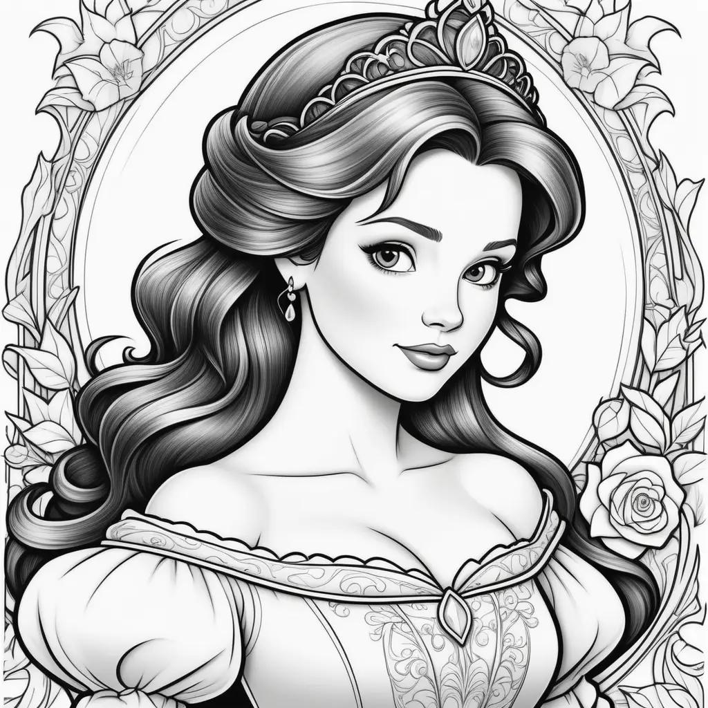 Colorful princess belle coloring pages