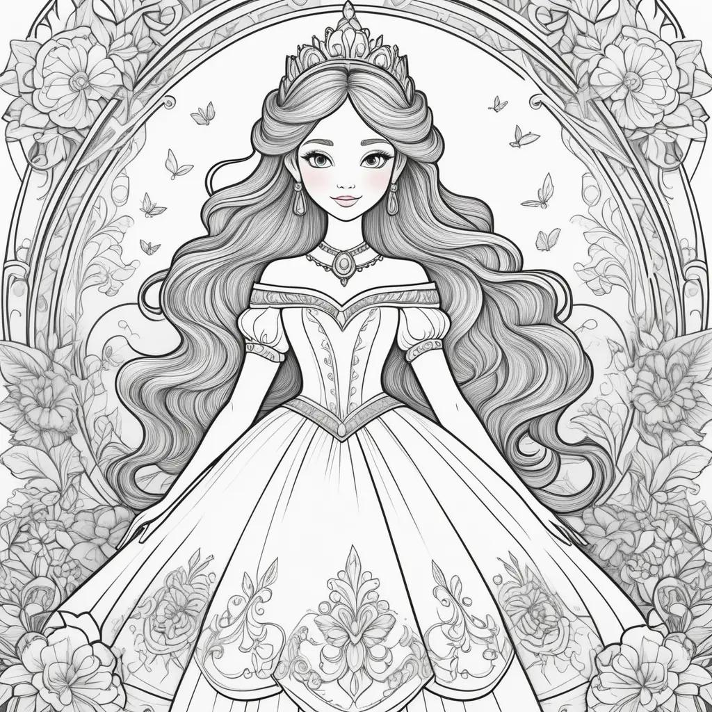 Colorful princess coloring pages for adults and kids