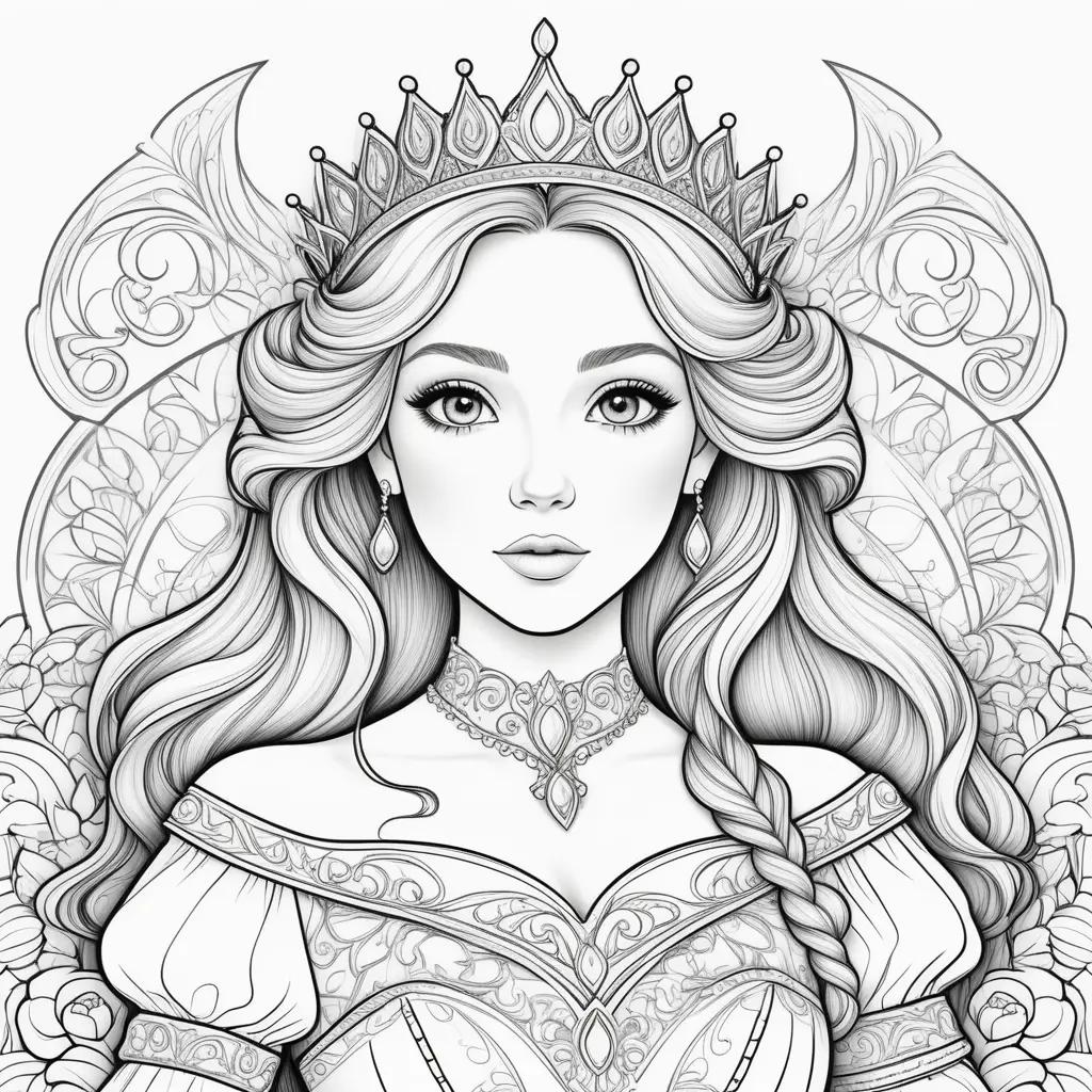 Colorful princess coloring pages for adults