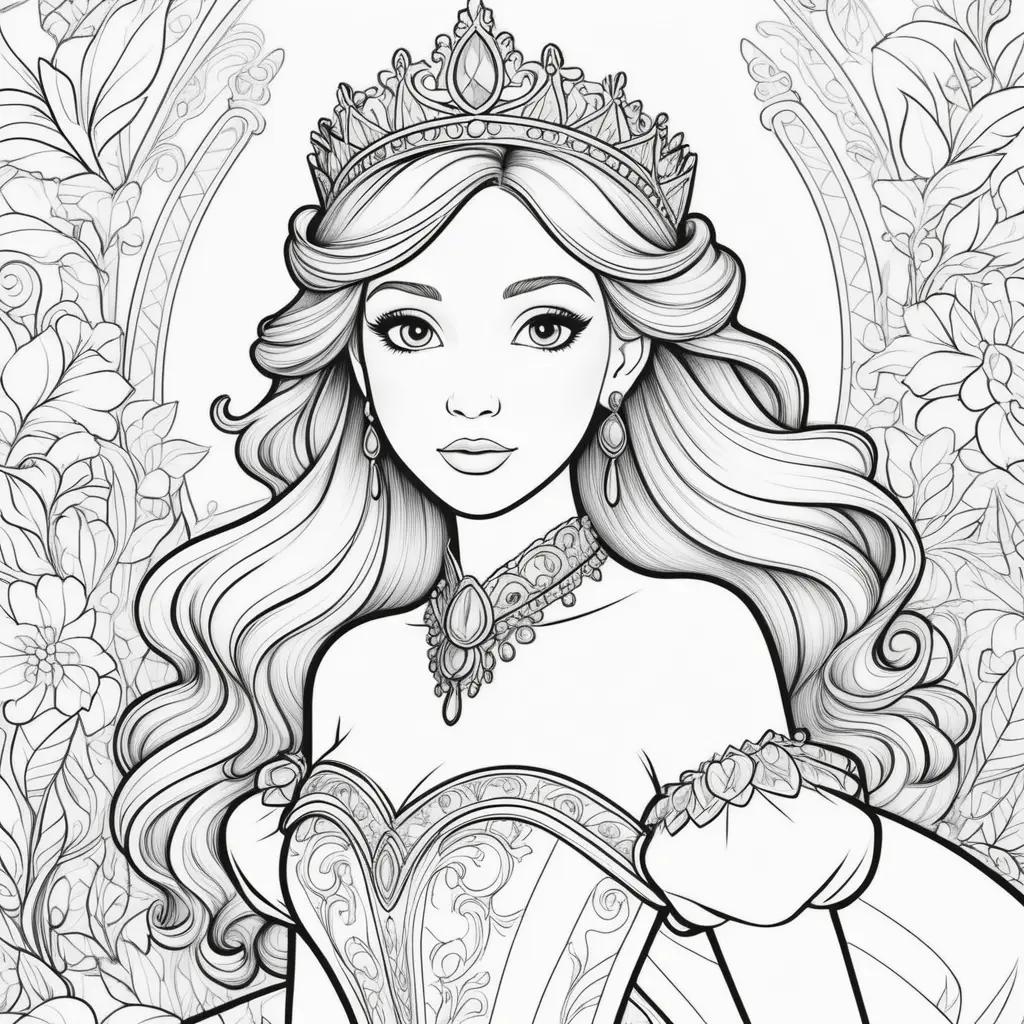 Colorful princess coloring pages for adults to print