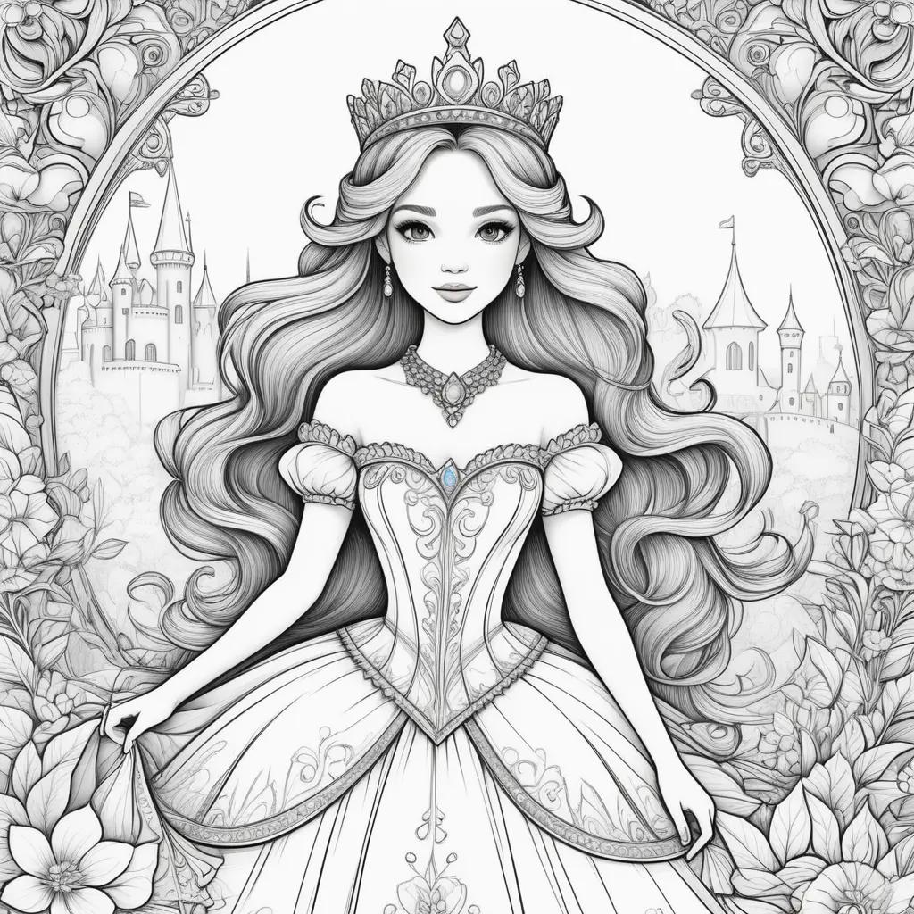 Colorful princess coloring pages for kids