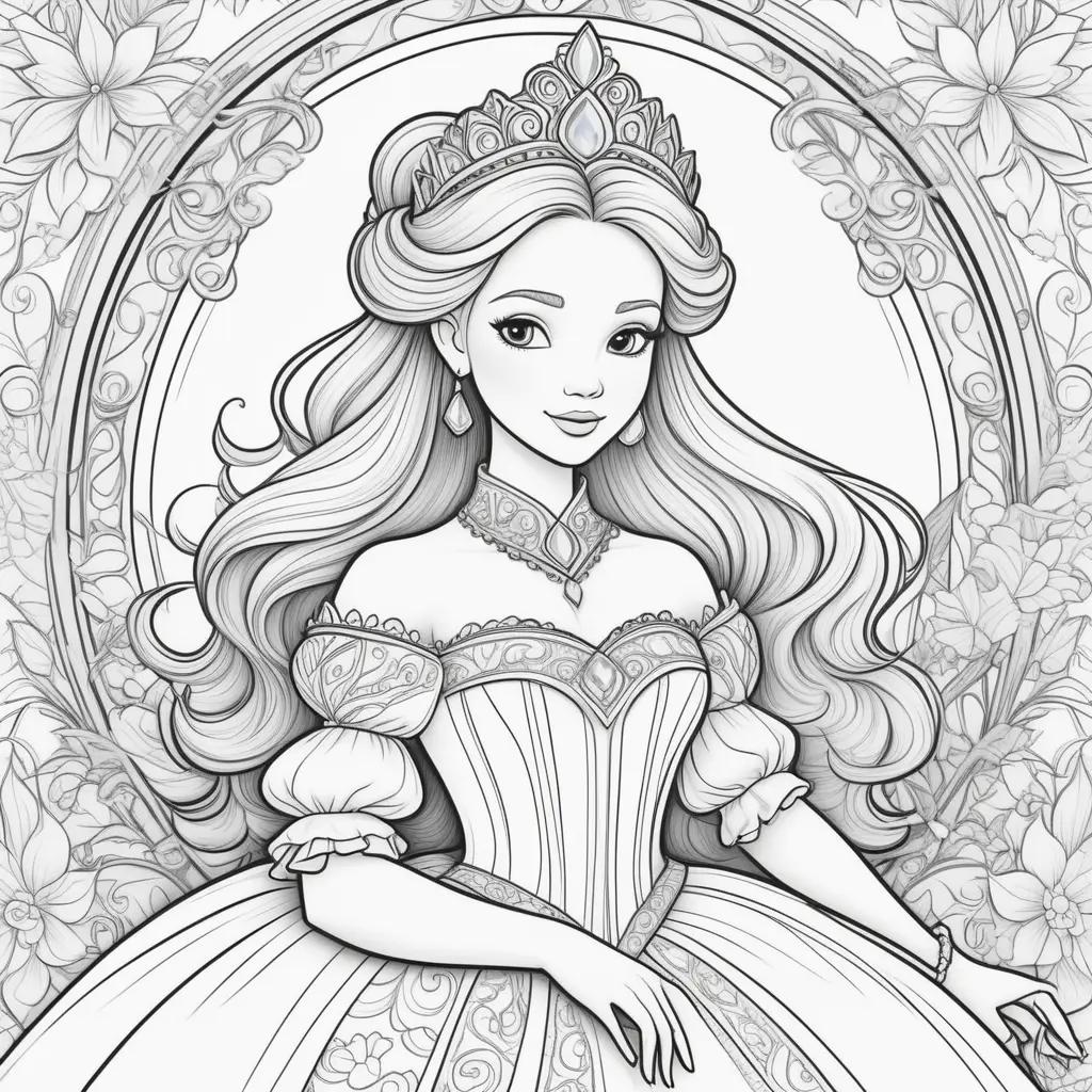 Colorful princess coloring pages for kids with 3D coloring