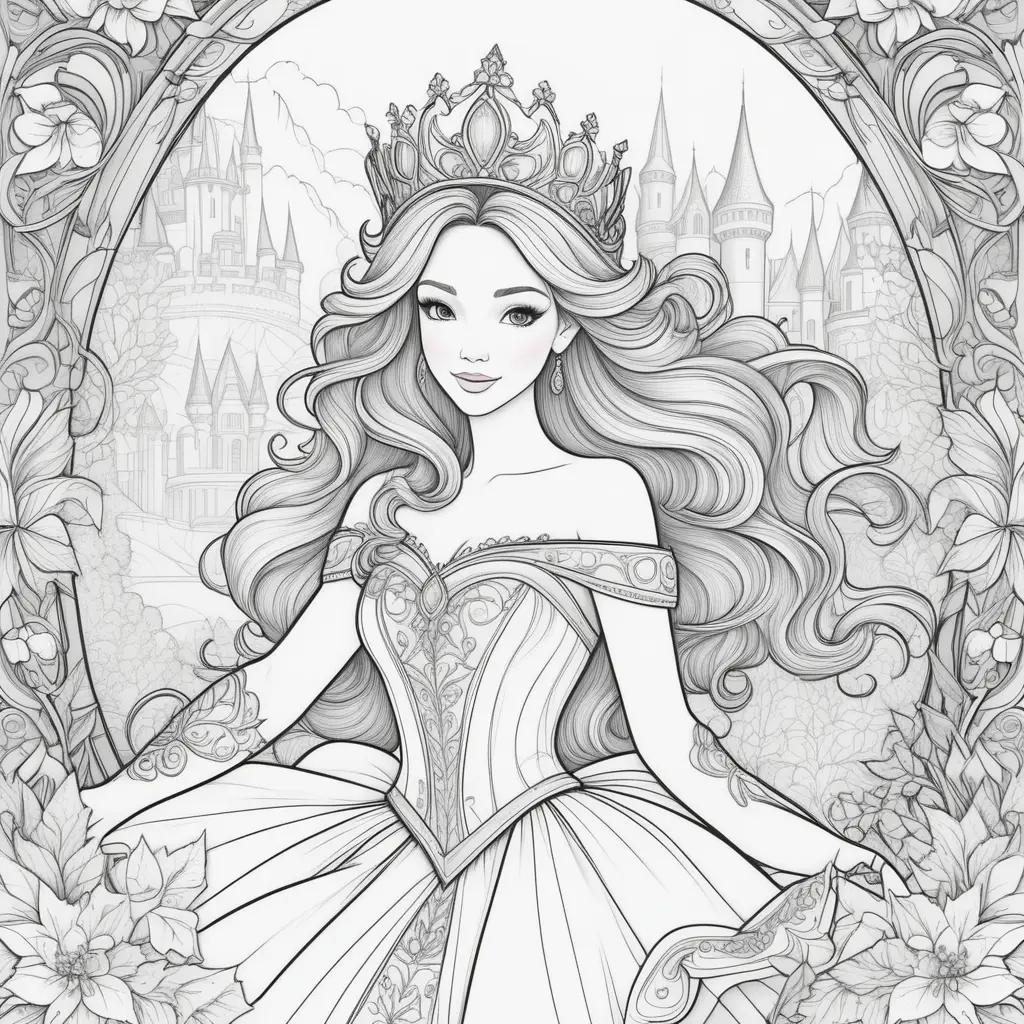 Colorful princess coloring pages with printing princess