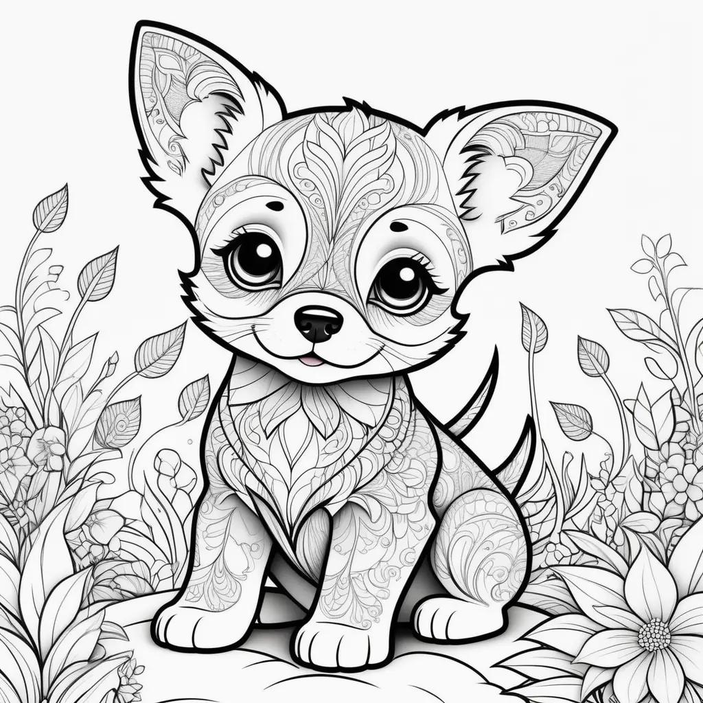 Colorful puppy coloring pages for adults and kids