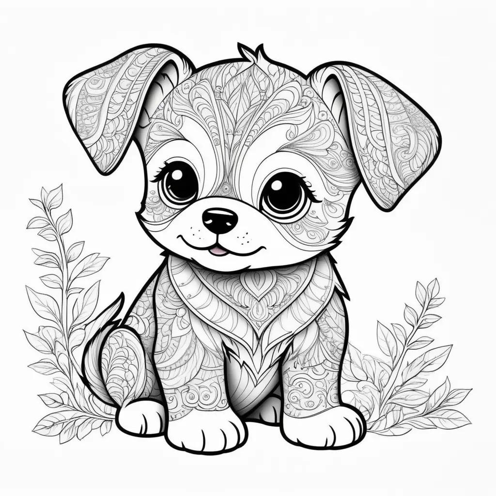 Colorful puppy drawing in a decorative style