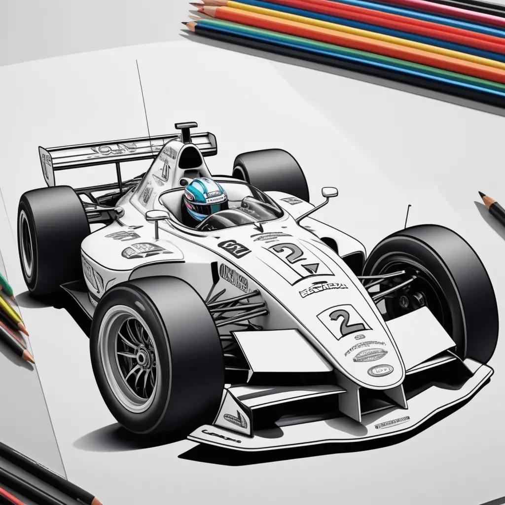 Colorful race car drawing on white paper